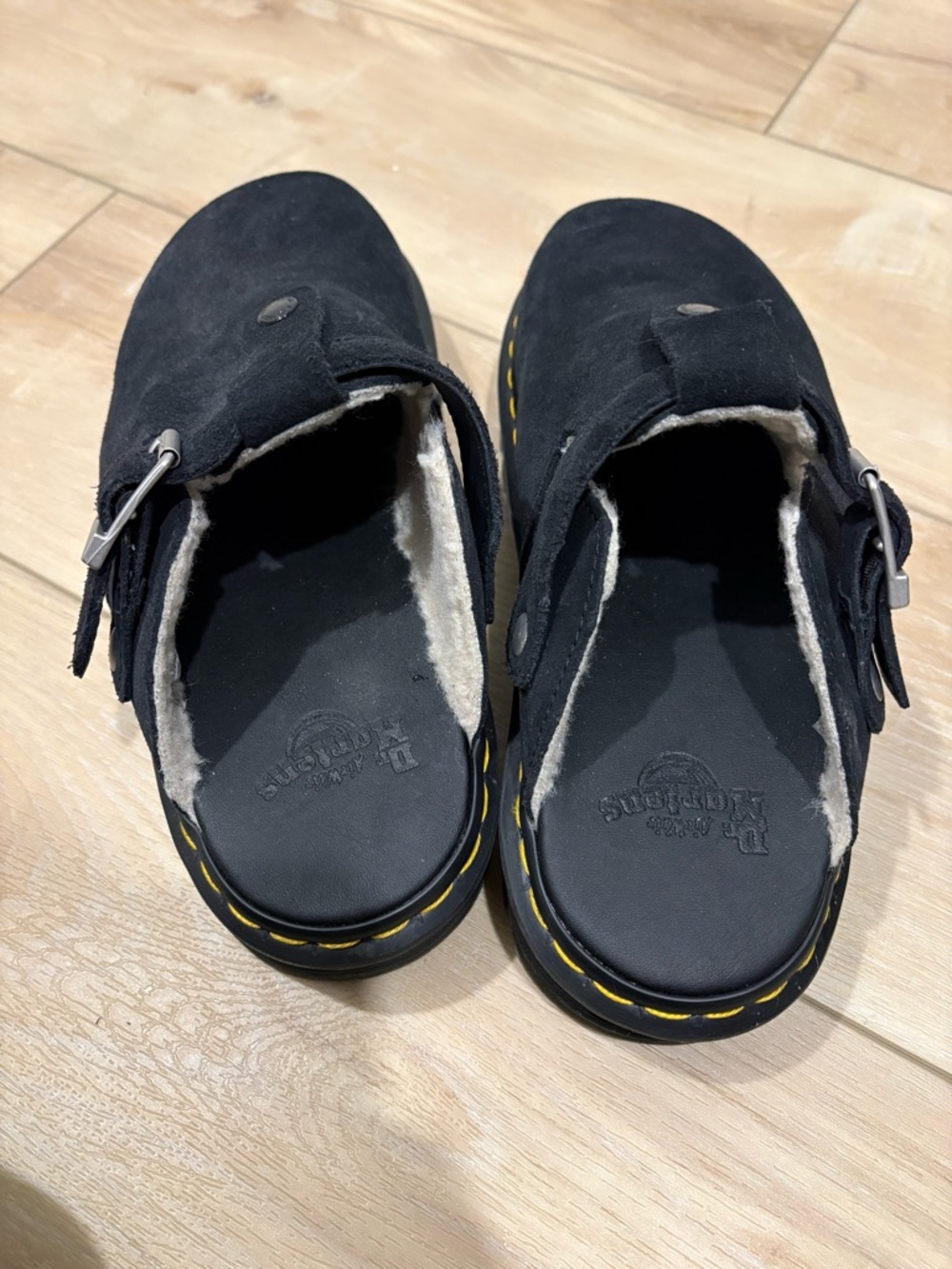 Dr. Martens Zebzag Suede Fleece-Lined Platform Mules. - Picture 5 of 9